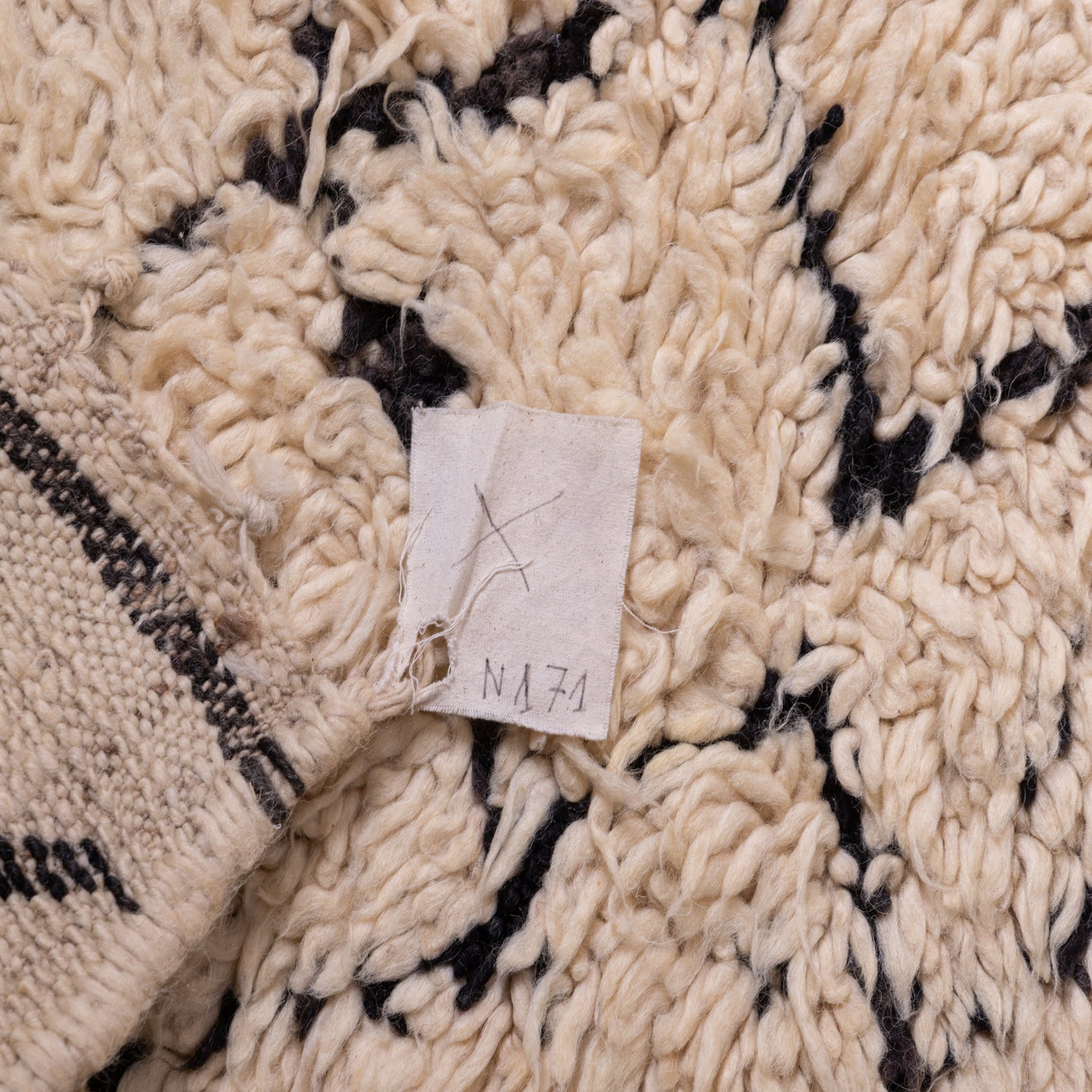 Vintage Moroccan Beni Ourain Rug – Handmade Wool Berber Carpet – Geometric Diamond Design ; 9,51 ft / 6,56 ft