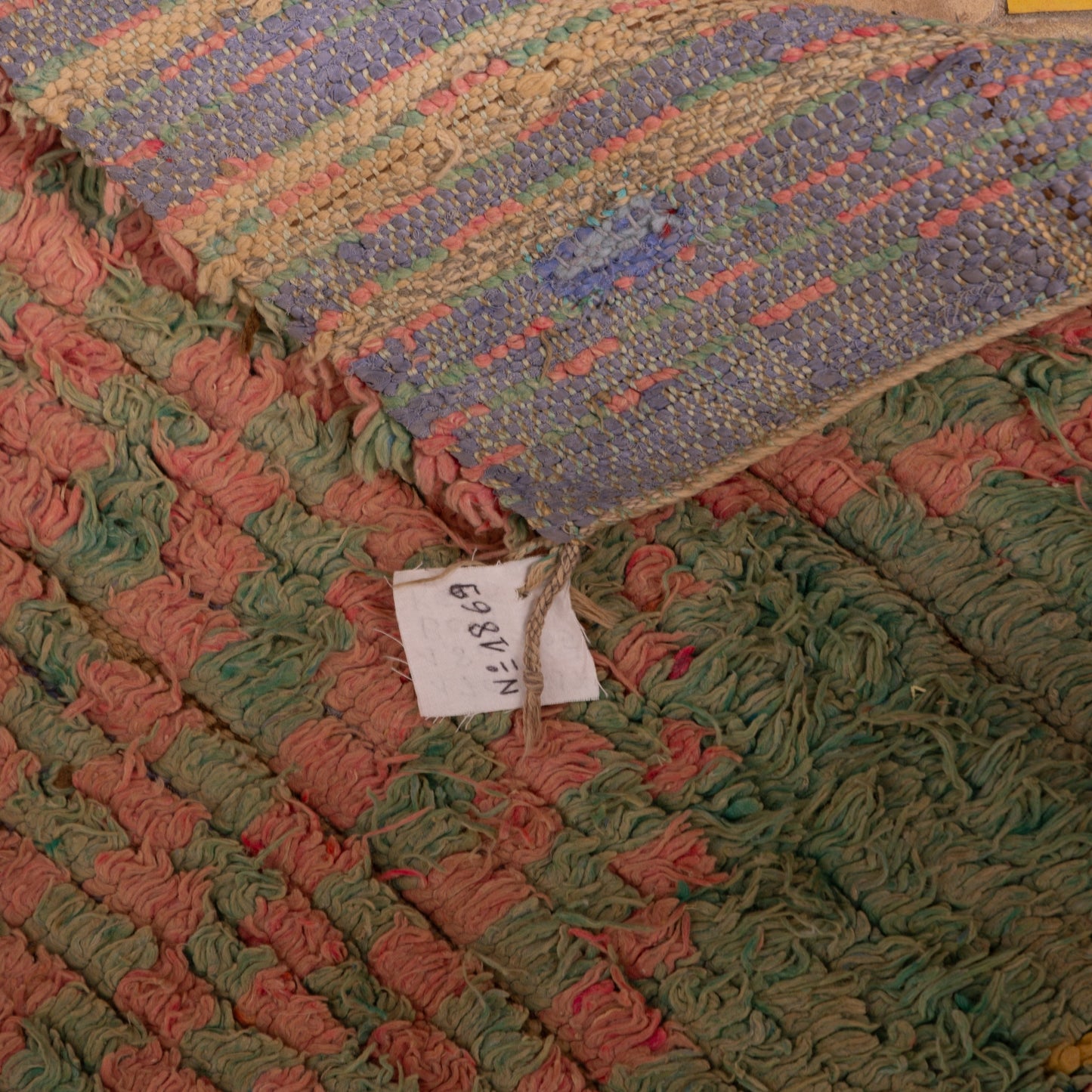 Vintage Moroccan Boucherouite Rug – Handmade Berber Carpet with Earthy Geometric Design