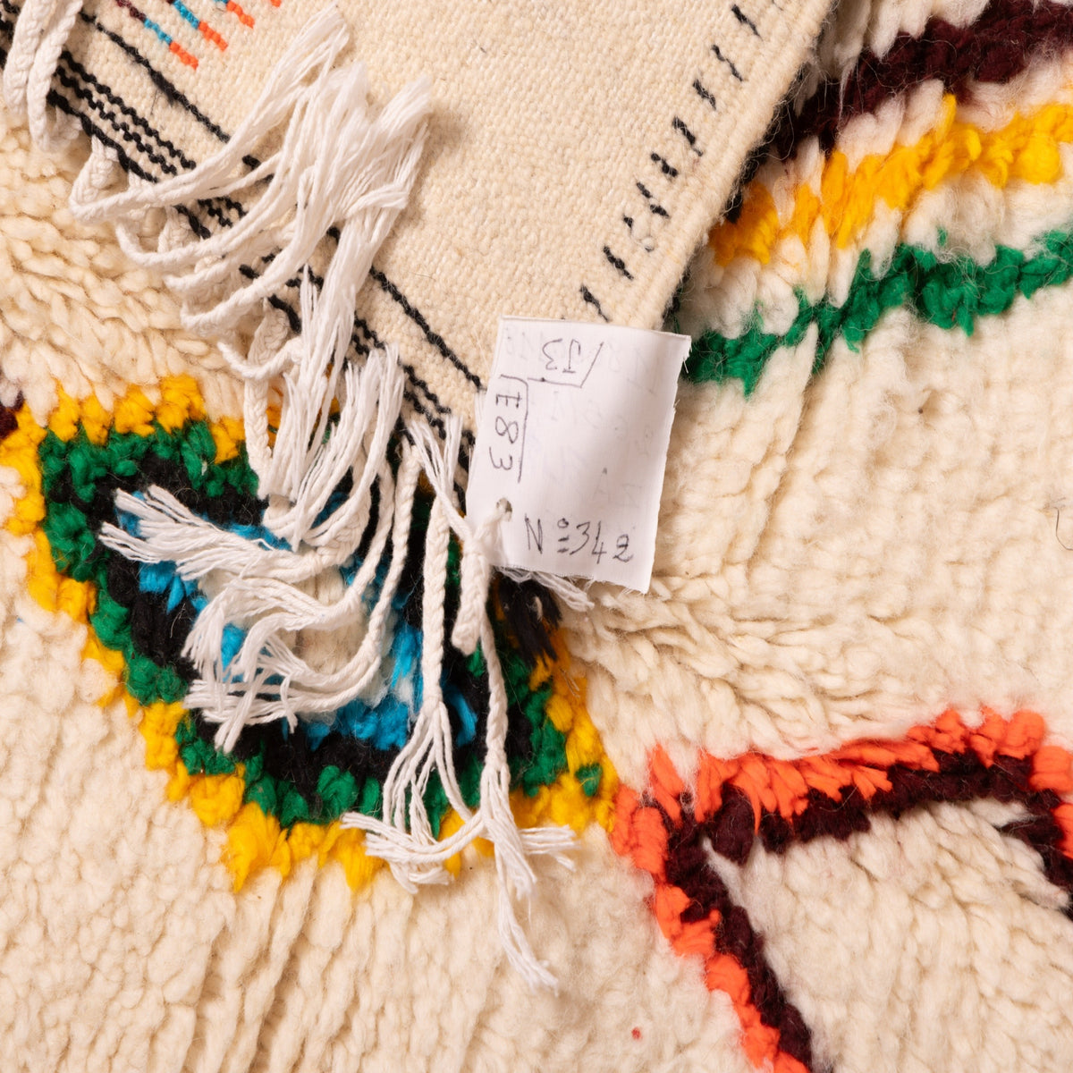 Colorful Diamond Azilal Rug - Handmade Moroccan Wool & Cotton Carpet - 80% Wool, 20% Cotton - Berber Geometric Runner