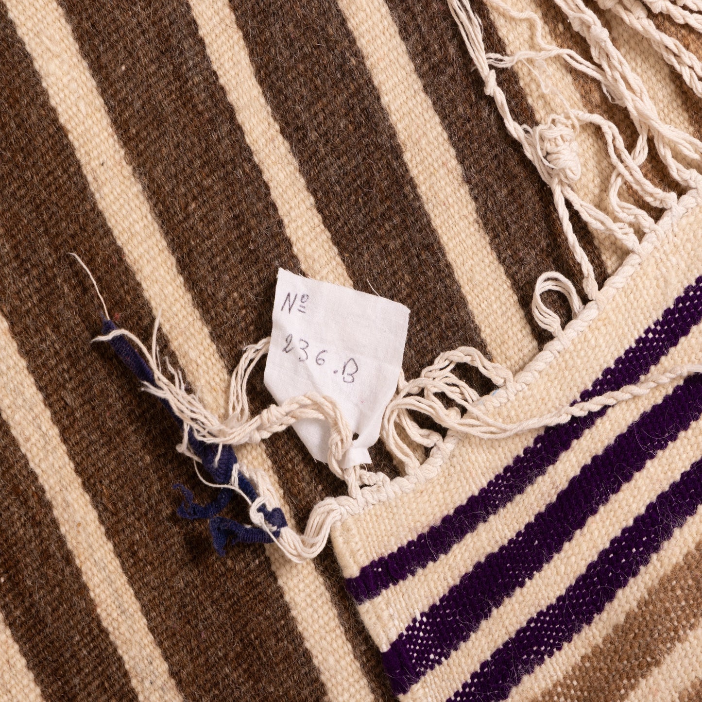 Vintage Moroccan Striped Wool Blanket | Handwoven Berber Textile | Authentic Nomadic Kilim ; 5,91 ft /3,94 ft
