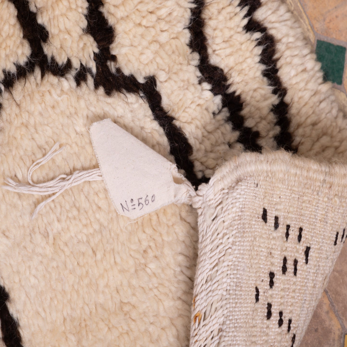 Palm Mirage” – Vintage Beni Ourain Rug with Abstract Pod Motif