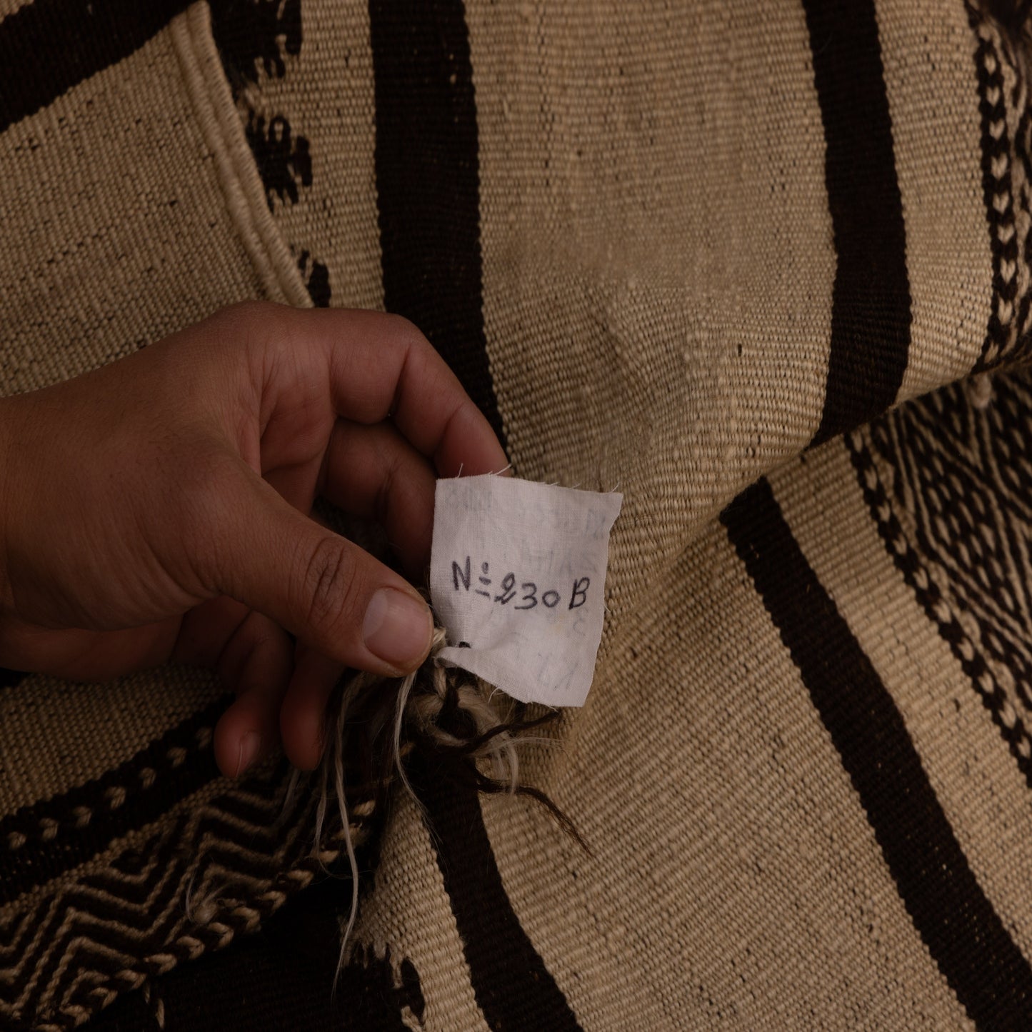 Vintage Moroccan Handwoven Wool Blanket | Berber Striped Throw | Nomadic Kilim Rug ; 11,98 ft / 4,43 ft