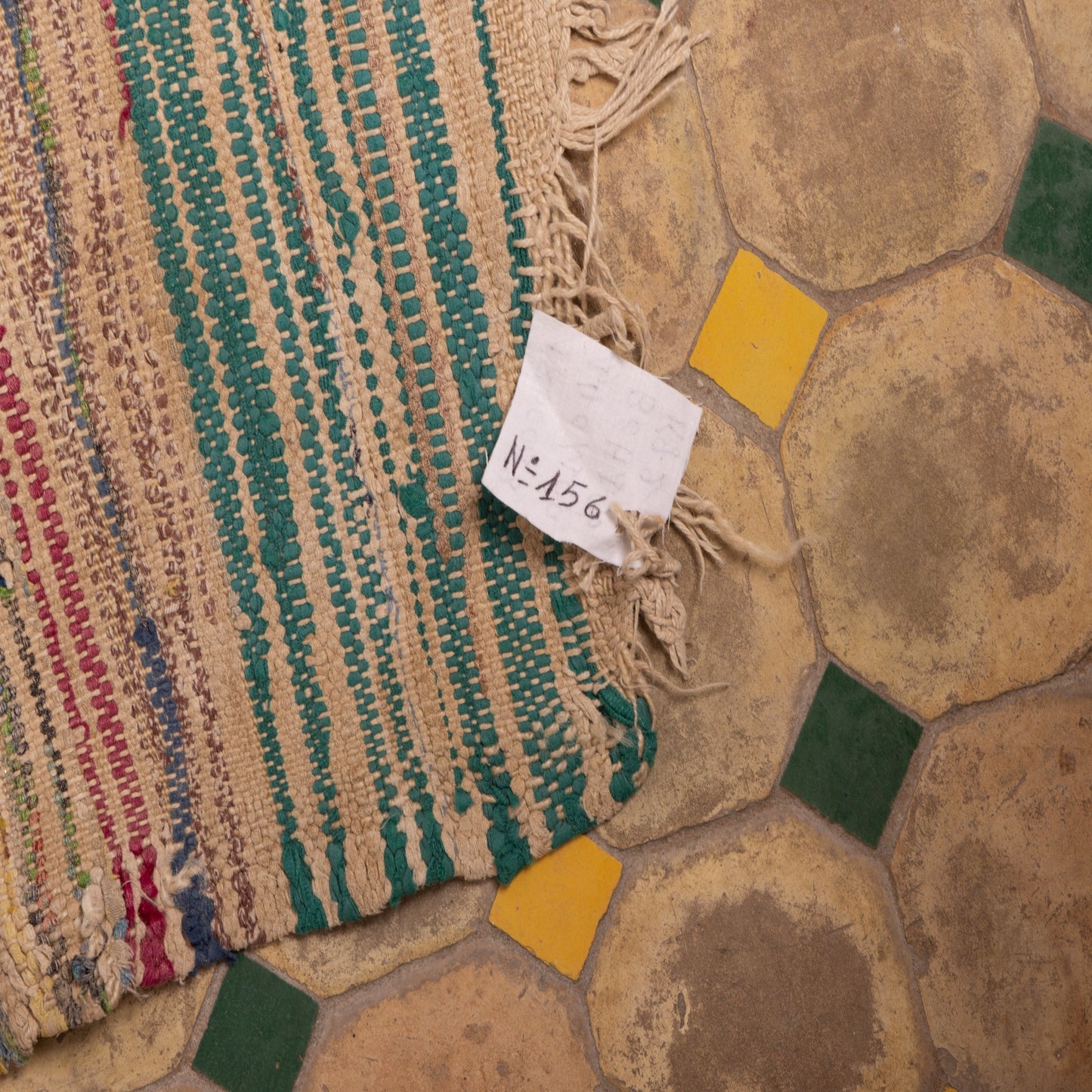 Vintage Moroccan Boucherouite Rug – Handwoven Berber Rag Rug with Earthy Stripes ; 4,59 ft / 3,28 ft