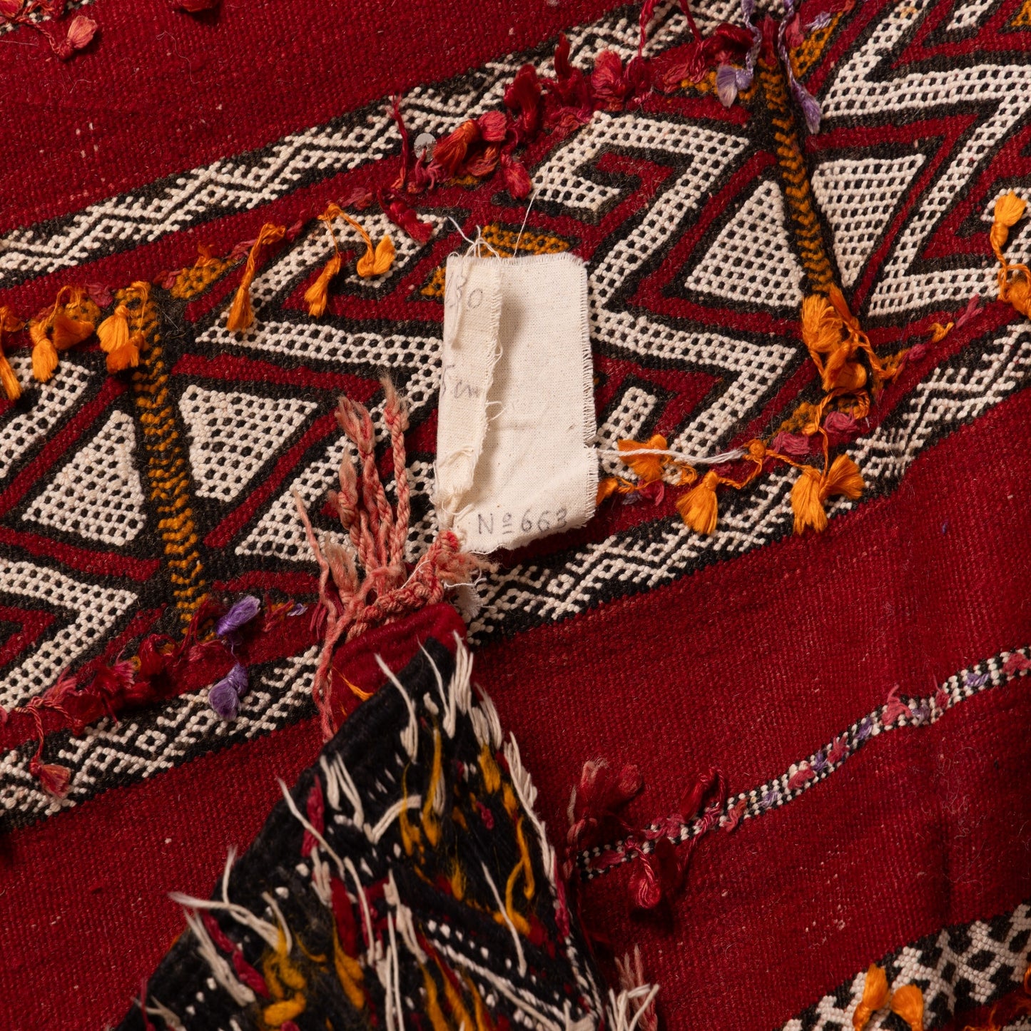 Large Vintage Moroccan Kilim Rug | Handwoven Berber Carpet | Red Tribal Wool Flatweave ; 12,63 ft / 5,41 ft