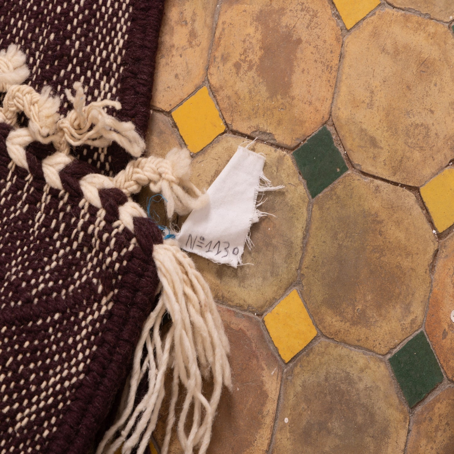 Large Akhnif Rug – Handwoven Moroccan Flatweave in Terracotta, Beige & Brown – Minimalist Tribal Diamond Design – Berber Wool Carpet ; 9,84 ft / 7,05 ft