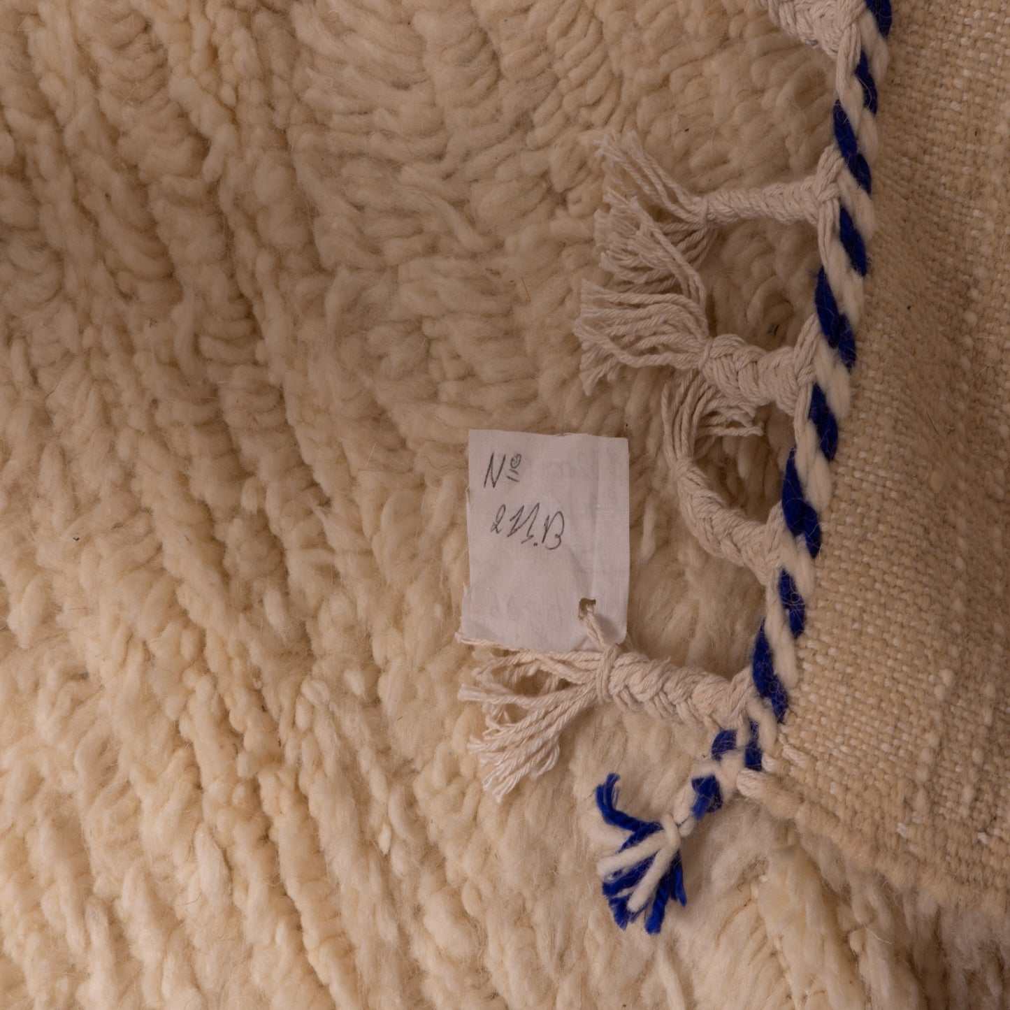 Minimalist Azilal Rug - Blue Geometric Moroccan Wool Rug - 80% Wool 20% Cotton - Modern Berber Handwoven Art