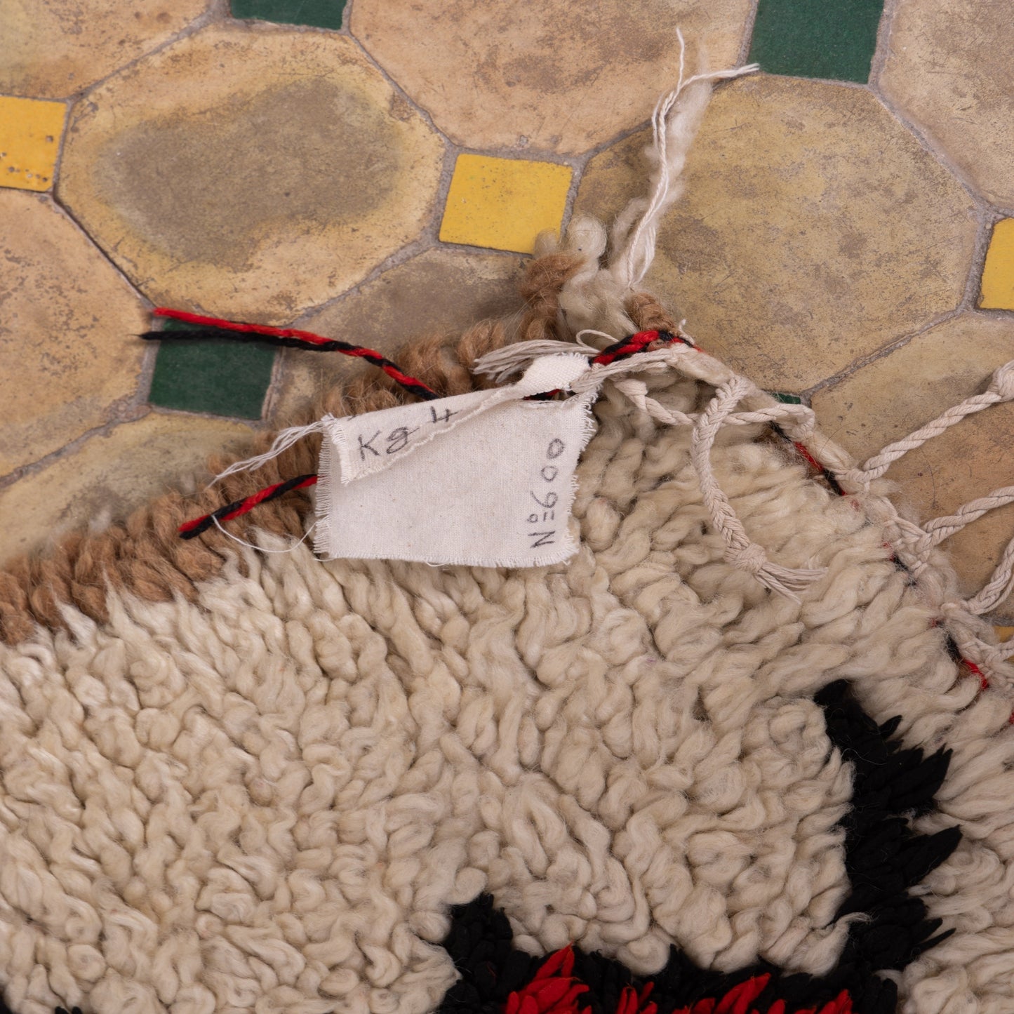 Vintage Moroccan Azilal Rug - Bold Red & Olive Diamond Pattern - Handwoven Berber Wool Carpet - Small Accent Rug