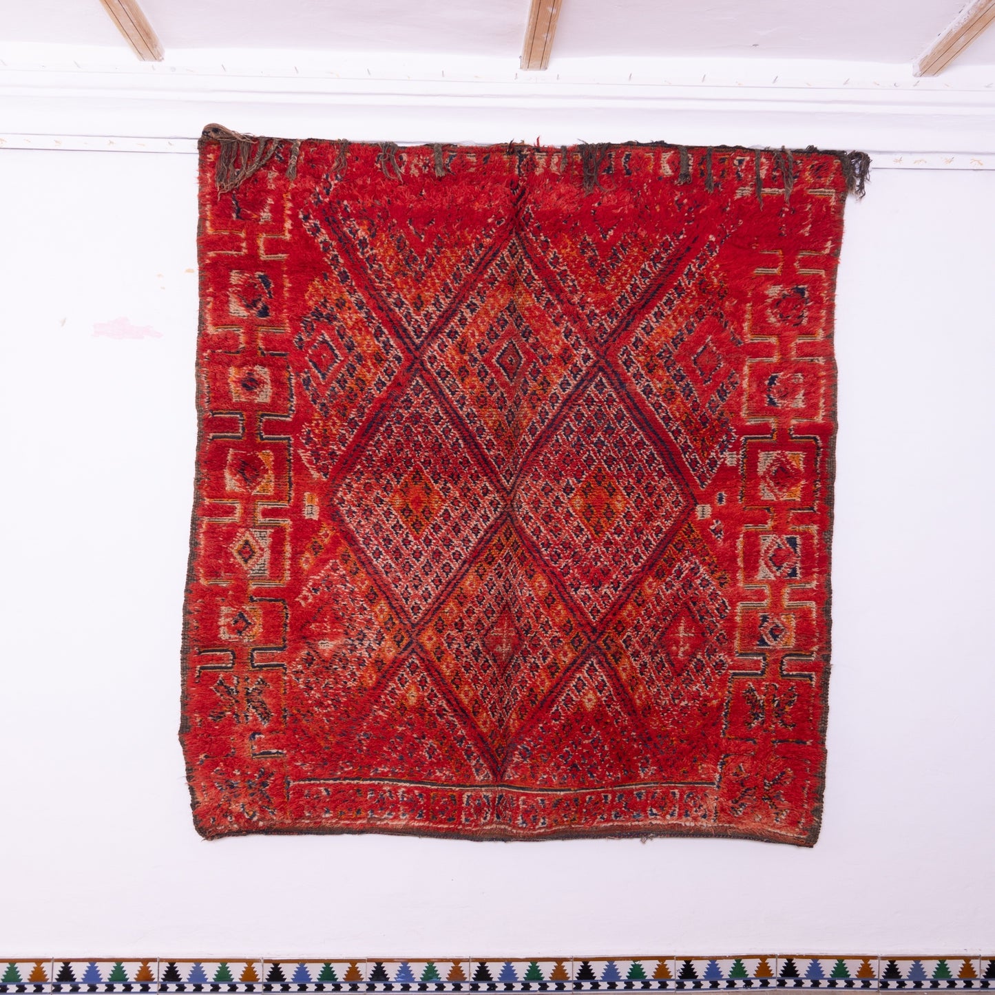 Authentic Vintage Moroccan Beni Mguild Rug – Handwoven Berber Wool Carpet