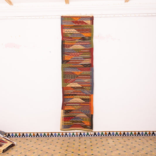 Moroccan Corridor Rug - Handwoven Runner - Patchwork Tribal Style