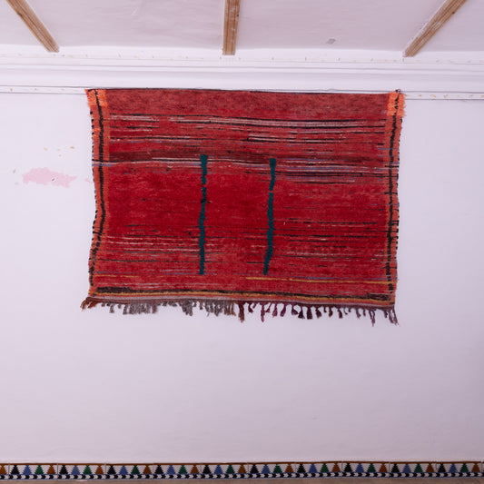 Vintage Moroccan Berber Rug – Handwoven Wool Carpet – Red Tribal Bohemian Decor