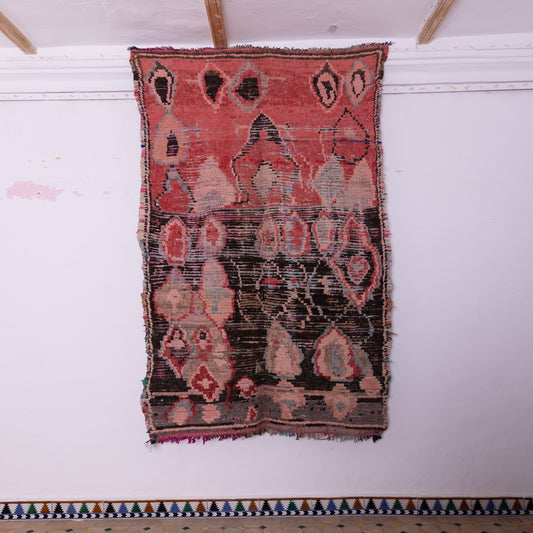 Vintage Moroccan Berber Rug – Handwoven Wool Carpet – Bold Red Minimalist Design