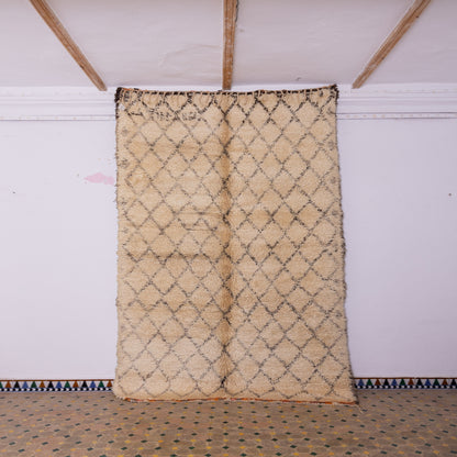 Authentic Moroccan Beni Ourain Rug – Handwoven Wool Berber Carpet – Diamond Geometric Pattern – Timeless & Cozy Home Decor ; 11,48 ft / 6,23 ft