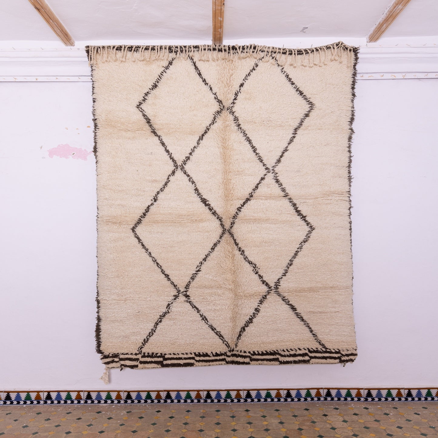 Authentic Moroccan Beni Ourain Wool Rug – Handwoven Berber Carpet ; 9,68 ft  / 6,07 ft