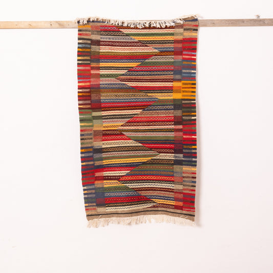 Moroccan Corridor Rug - Zigzag Berber Runner - Handwoven Artisan Wool