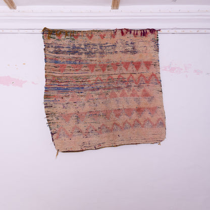Vintage Moroccan Berber Rug – Handwoven Wool Carpet – Subtle Tribal Zigzag Pattern