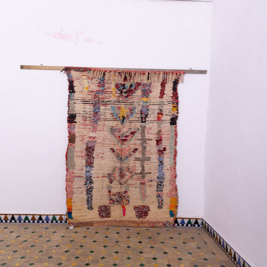 Vintage Azilal Moroccan Rug - Handwoven Wool Runner with Tribal Symbols - Abstract Boho Hallway Carpet