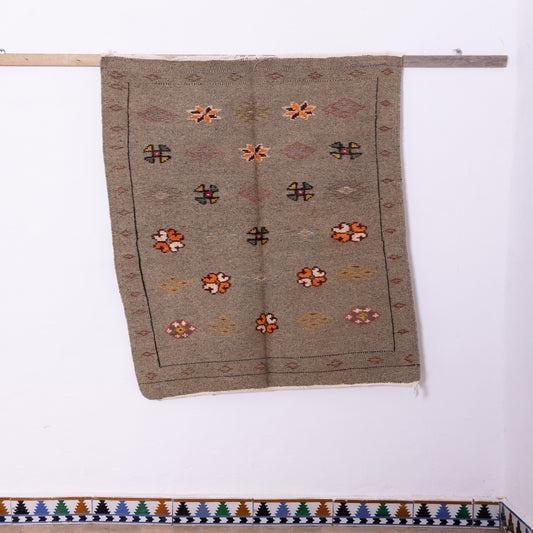 Handwoven Moroccan Akhnif Rug – Earthy Berber Wool & Cotton Carpet