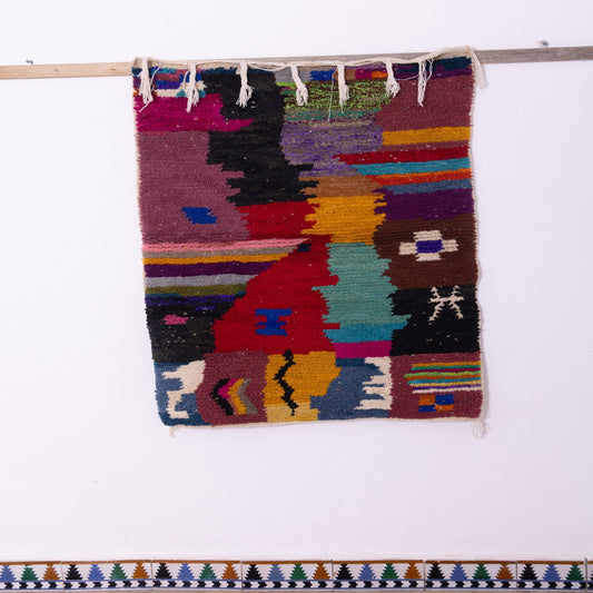 Eclectic Boujad Rug – New Handmade Moroccan Wool Rug – Colorful Abstract Berber Wall Hanging – Boho Tribal Textile Art – One-of-a-Kind Decor