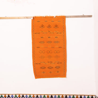 Moroccan Corridor Rug - Handwoven Orange Runner - Bold Berber Accent