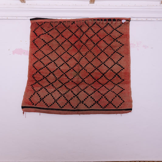 Vintage Moroccan Beni Ourain Rug – Handwoven Wool Diamond Lattice Carpet