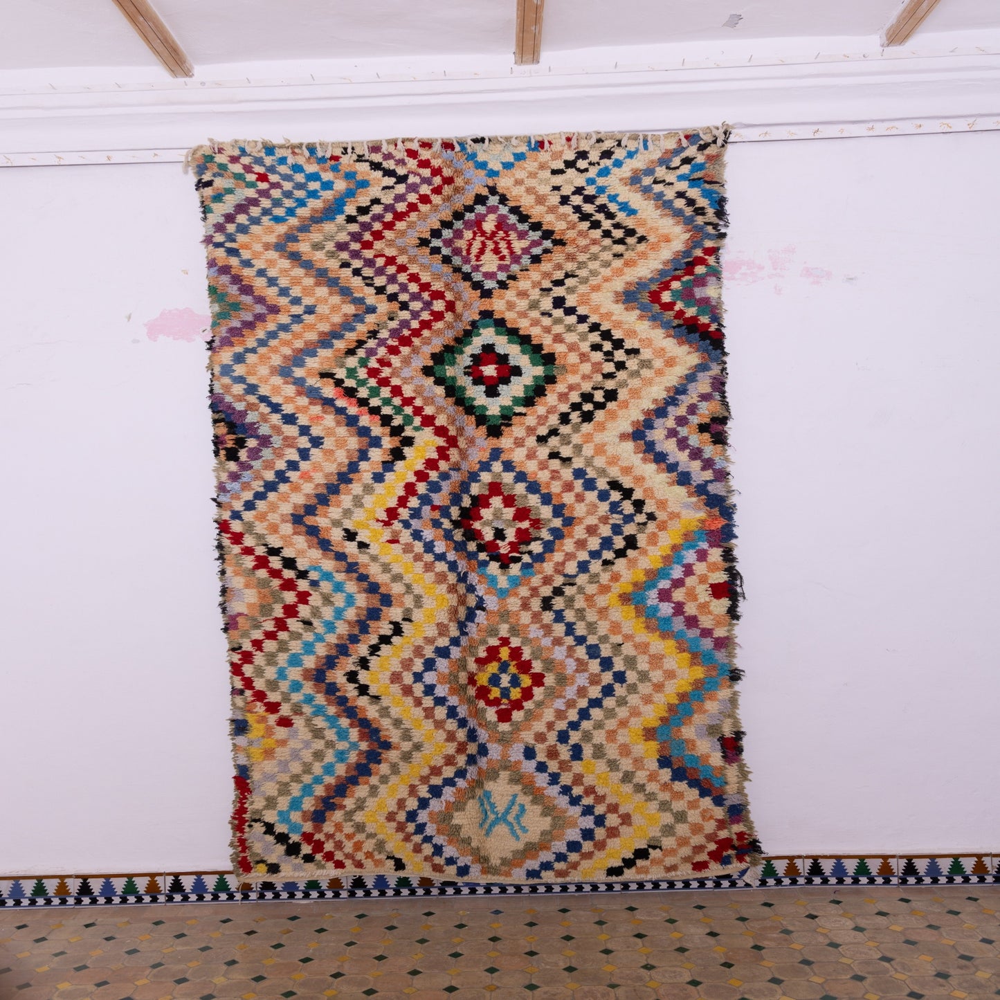 Zigzag Spirit  – Colorful Moroccan azilale Runner with Diamond Motif