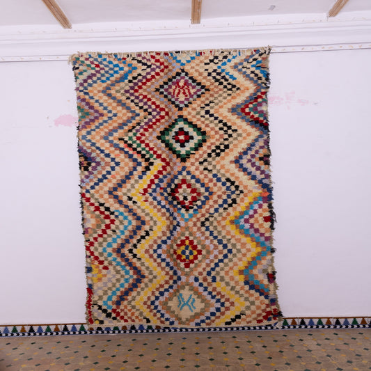 Zigzag Spirit  – Colorful Moroccan azilale Runner with Diamond Motif
