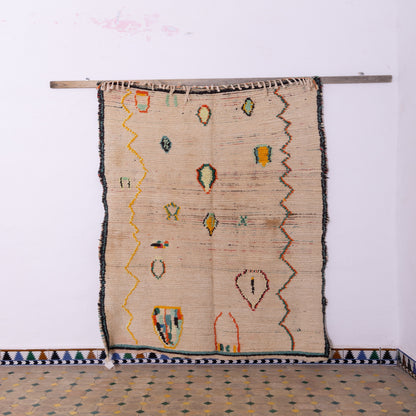 Vintage Azilal Rug - 100% Wool Moroccan Berber Carpet - Minimal Abstract Tribal Runner