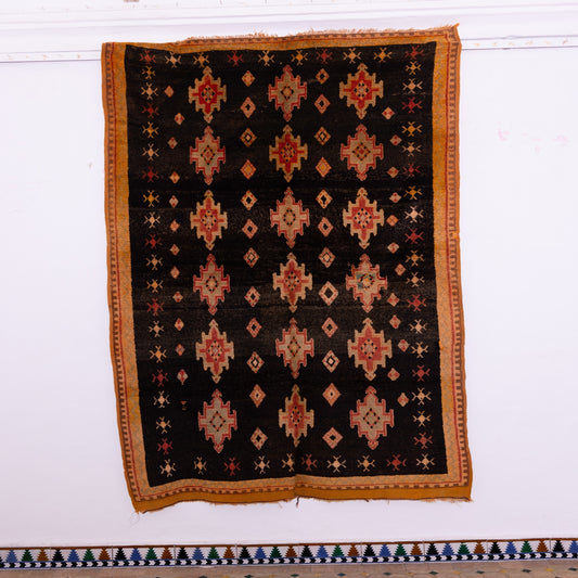 Rare Vintage Moroccan Taznakht Rug - 100% Wool - Authentic Berber Handwoven Carpet - Geometric Tribal Design - Bohemian Home Decor