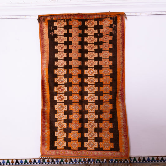 Vintage Taznakht Moroccan Rug - 100% Wool Handmade Berber Carpet - Authentic Tribal Geometric Design - Boho & Ethnic Home Décor