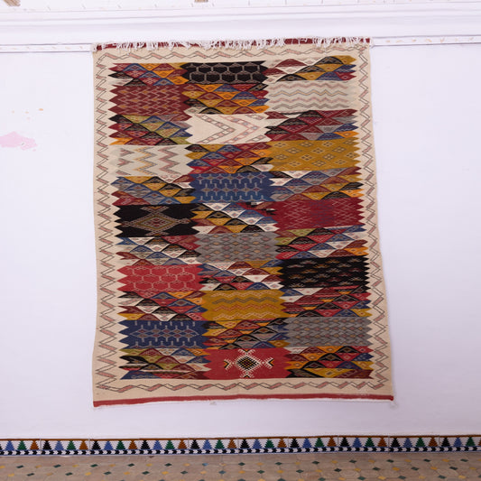 Handwoven Moroccan Akhnif Rug – Intricate Berber Wool & Cotton Carpet