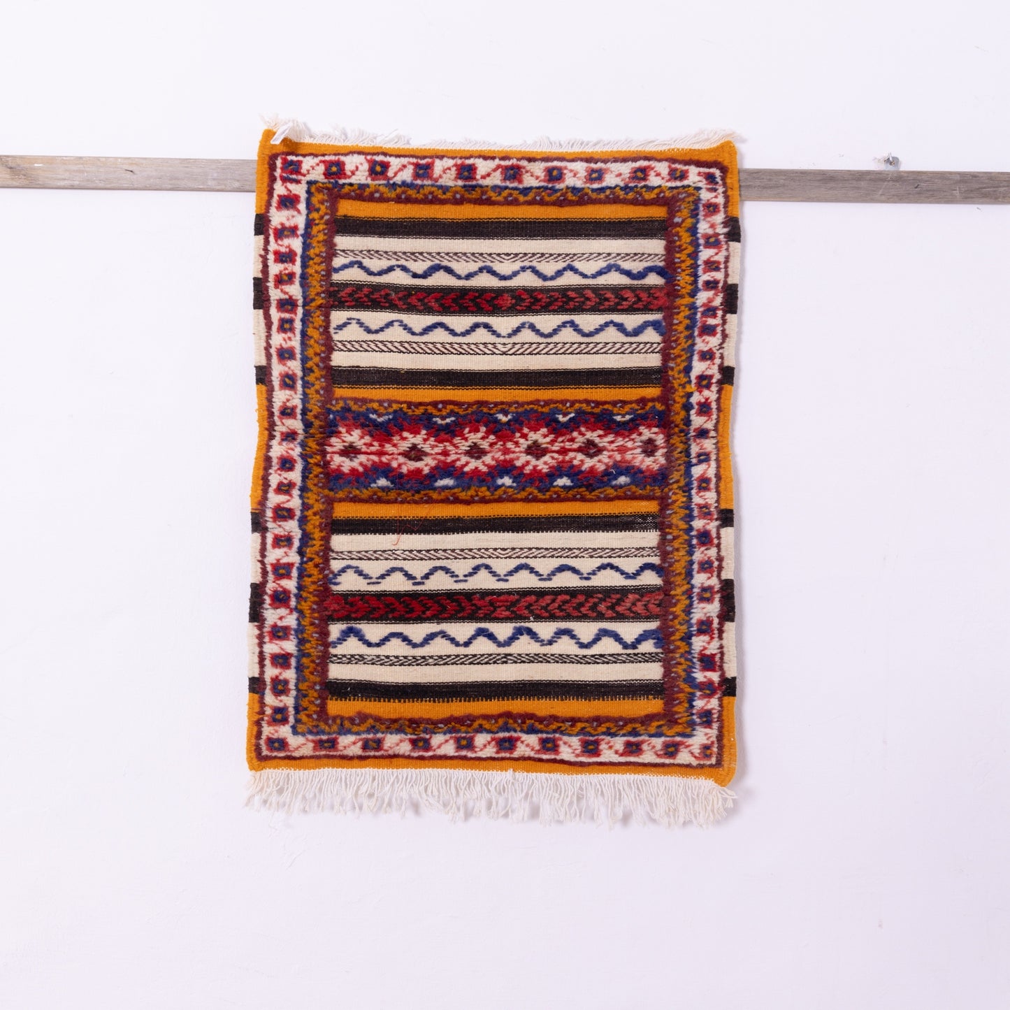 Handwoven Moroccan Akhnif Rug – Amazigh Berber Flatweave ; 4,92 ft / 1,97 ft