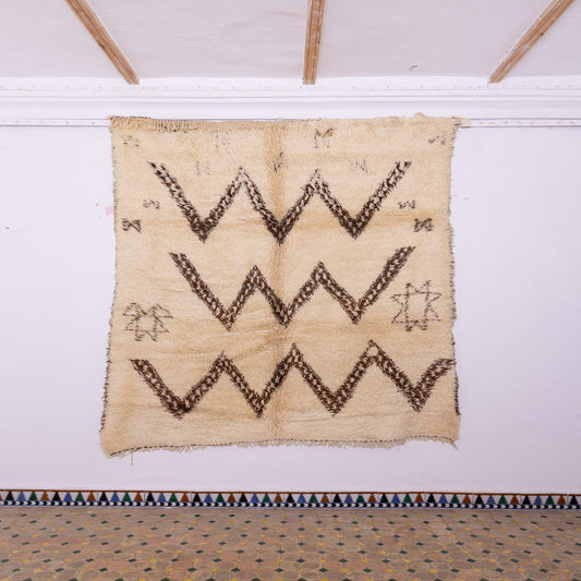 Authentic Vintage Moroccan Beni Ourain Rug - Handwoven Berber Wool Carpet