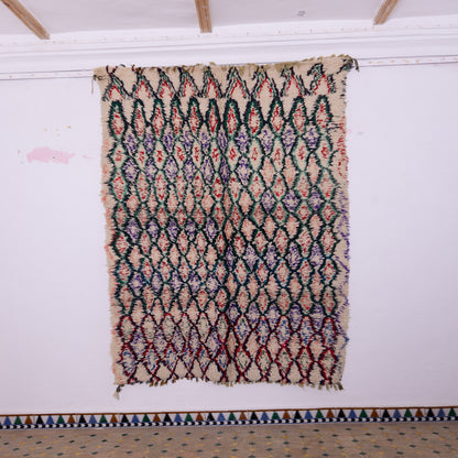 Forest Flame” – Vintage Moroccan azilale Rug with Bold Diamond Pattern