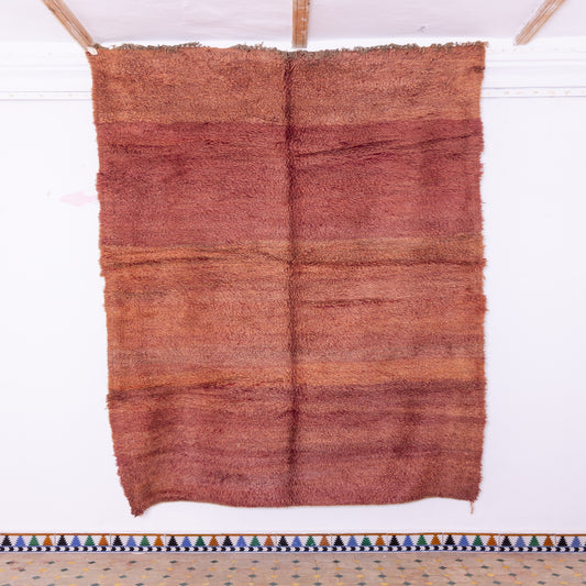 Vintage Moroccan Berber Rug – Handwoven Wool from Moyen Atlas – Warm Rust & Earthy Tones – Authentic Beni Mguild Carpet – Bohemian & Tribal Home Decor