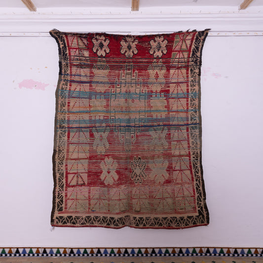 Vintage Moroccan Berber Rug – Handwoven Wool Carpet with Geometric & Floral Tribal Motifs
