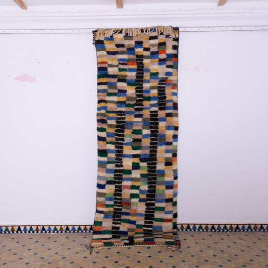 Handwoven Moroccan Mrirt Rug – Colorful Geometric Berber Wool Carpet in Multicolored Blocks
