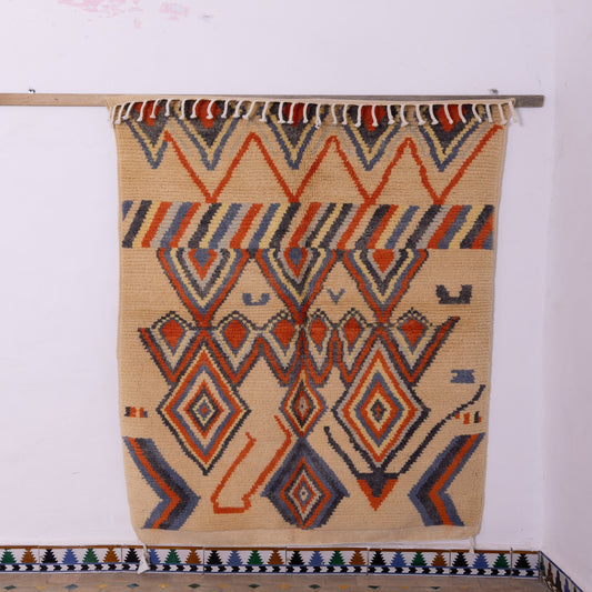 Handwoven Moroccan Boujad Rug – Authentic Berber Wool Carpet – Geometric Tribal Design