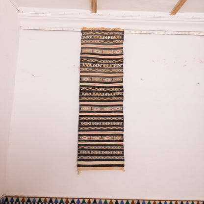 Handwoven Wool Corridor Runner - Tribal Stripe Pattern