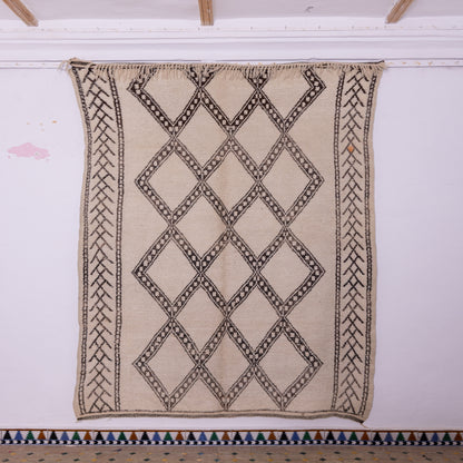 Handmade Moroccan Beni Ourain Rug – Authentic Wool Berber Carpet – Geometric Diamond Design – Minimalist & Boho Home Decor ; 9,19 ft / 5,91 ft