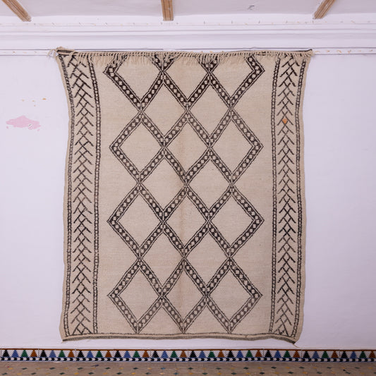 Handmade Moroccan Beni Ourain Rug – Authentic Wool Berber Carpet – Geometric Diamond Design – Minimalist & Boho Home Decor