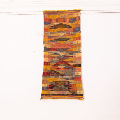 Moroccan Corridor Rug - Handwoven Runner - Bold Diamond Patch Design