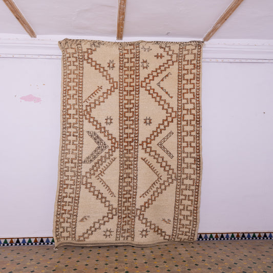 Vintage Moroccan Beni Ourain Rug – Handwoven Wool Berber Carpet – Geometric Tribal Design – Boho & Rustic Home Decor – Unique Artisan Rug