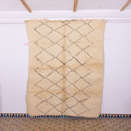 Vintage Moroccan Beni Ourain  Rug - Handwoven Recycled Textile Berber Carpet - Vibrant Boho Statement Piece