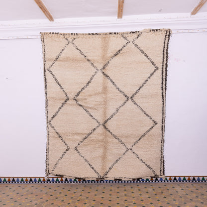 Vintage Beni Ourain Moroccan Rug | Handwoven Wool Berber Carpet | Timeless Diamond Motif ; 9,84 ft / 6,23 ft