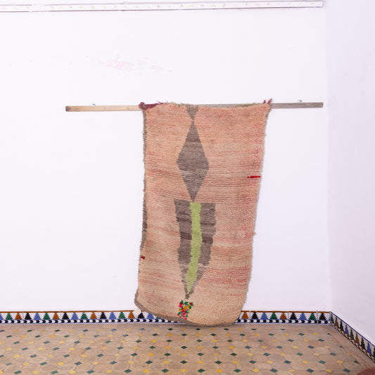 Vintage Moroccan Berber Rug – Handwoven Wool with Geometric Minimalist Design
