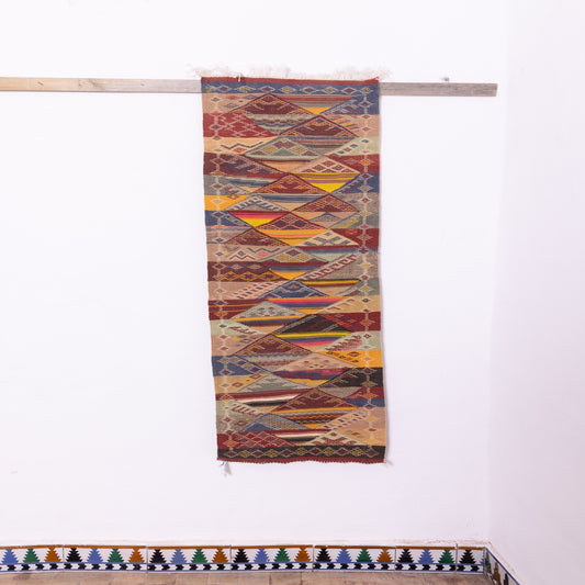 Authentic Handwoven Moroccan Akhnif Runner – Vintage Berber Wool Rug