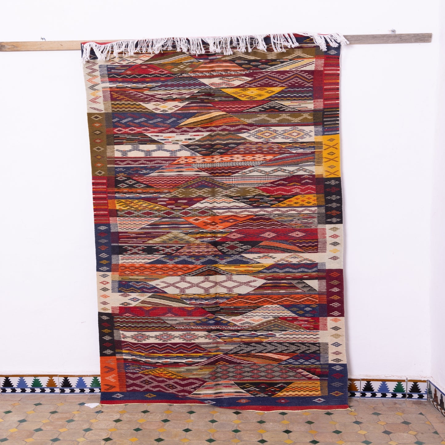 Handwoven Moroccan Akhnif Rug – A Stunning Bohemian Statement Piece ; 7,22 ft  / 3,61 ft