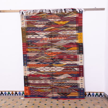 Handwoven Moroccan Akhnif Rug – A Stunning Bohemian Statement Piece ; 7,22 ft  / 3,61 ft