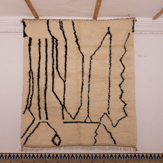 Azilal Moroccan Rug - 80% Wool 20% Cotton - Minimalist Abstract Berber Design - Handmade Area Rug or Wall Tapestry