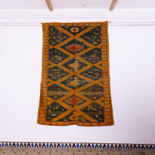 Vintage Moroccan Taznakht Rug | 100% Wool Handwoven Berber Carpet | Authentic Tribal Decor | Boho & Rustic Area Rug | Unique Artisan Weaving